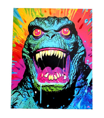 Godzilla Pop Art & Abstract Print Canvas Comic Art Horror Film Movie Artwork-image