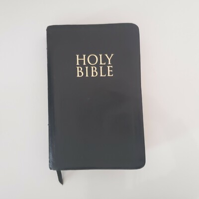 Holy Bible KJV 1994 Large Print Black Bonded Leather Red Letter Entry Color Maps-image