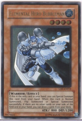 YU-GI-OH TCG UNLIMITED ED. ULTIMATE RARE ELEMENTAL HERO BUBBLEMAN #CRV-EN014!-image