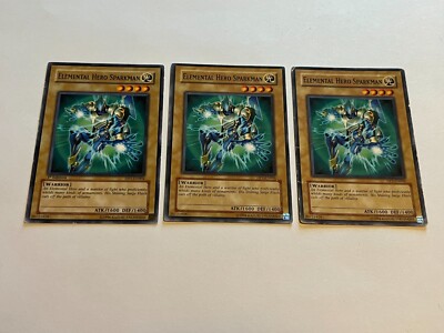 3X Elemental Hero Sparkman - DP1-EN004 3 x3 Yugioh Yu Gi Oh! Playset Mixed-image
