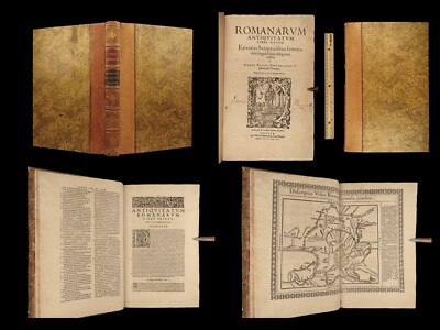 1583 Rosinus Roman Antiquities ROME MAP Constantine Julius Caesar Plato Pliny-image