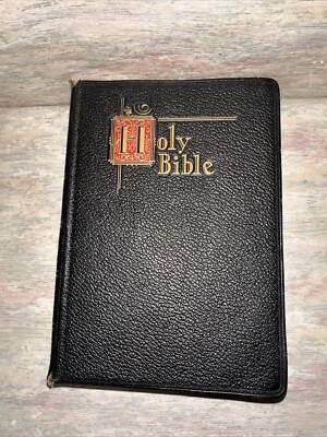 1957 New Catholic Edition Illustrated Holy Bible Genuine Leather-image