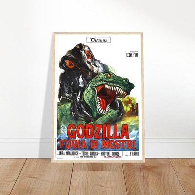Vintage Godzilla Movie Monster Framed Poster - Japanese Kaiju Film Art-image