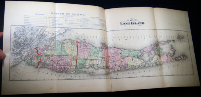 1882 MUNSELL HISTORY SUFFOLK COUNTY NEW YORK WITH COLOR FOLDING MAP PORTRAITS +-image