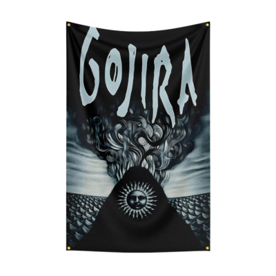 3x5 Ft Gojira Godzilla Heavy Metal Band Flag Banner Wall Art Tapestry + Grommets-image