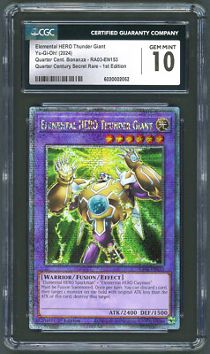 YuGiOh CGC 10 Elemental HERO Thunder Giant QCR RA03-EN153 1st Edition-image
