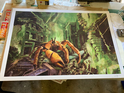 Giant Crab Attack Horror Painting - Art Poster by Sv Bell  **FREE SHIPPING**-image