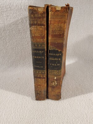Antique 1822 The History of Ancient Greece John Gillies Volume II & IV With Map-image