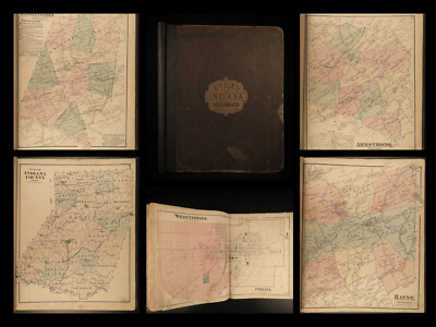 1871 HUGE ATLAS Indiana County Pennsylvania Pittsburgh Color City MAPS DG Beers-image