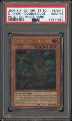 Destiny Hero Double Dude POTD-EN012 1st Edition Ultimate Rare PSA 10 Yugioh Card-image