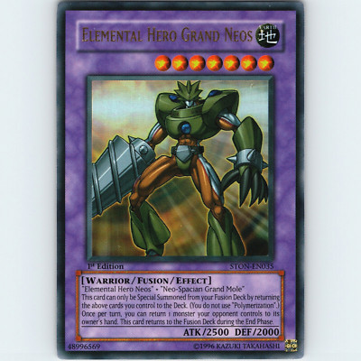 Yugioh Elemental Hero Grand Neos STON-EN035 1st Edition Ultra Rare Holo - NM 💎-image