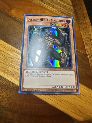Destiny HERO - Malicious RA03-EN001 1st Edition Super Rare NM + BONUS-image