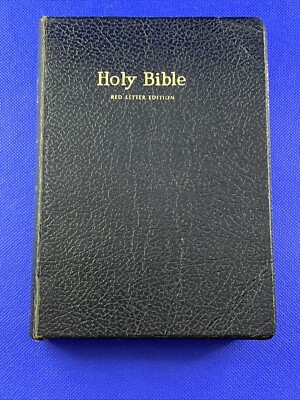 Vintage 50s World Publishing KJV Holy Bible Concordance Dictionary Red Letter-image