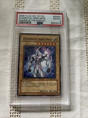 YUGIOH PSA 8 NM- Mint 2006 Elemental Hero Neos POTD-EN001 1st Edition-image