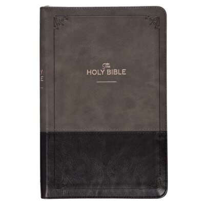 KJV Red Letter Bible, Faux Leather w/Ribbon Marker & Zipper Closure, Gray/Black-image