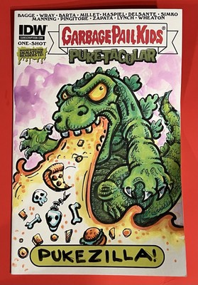 GARBAGE PAIL KIDS / GODZILLA sketch cover comic book w/orig painted art by RAK-image