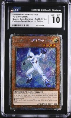 Elemental Hero Neo Alius *CGC GEM MINT 10* RA03-EN184 * Platinum Secret Rare-image