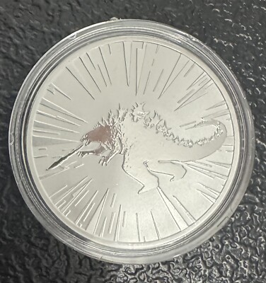 Godzilla Monsterverse Rare Collector Art Coin 1 Troy Oz .999 Fine Silver Round-image