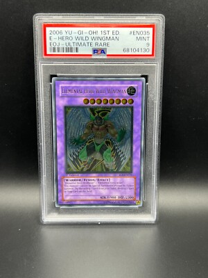 Yugioh PSA 9 MINT Elemental Hero Wild Wingman EOJ-EN035 Ultimate Rare 1st S#4130-image