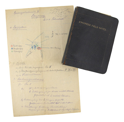 World War I / American Expeditionary Forces Engineer Field Notes w/ original map-image
