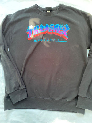 Thrasher Magazine Godzilla Mens Medium M Black Pullover Sweatshirt Skater-image