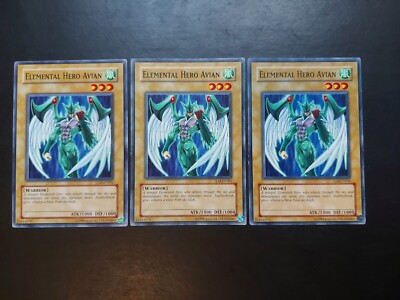 Yugioh - Elemental Hero Avian TLM-EN001 Common Playset x3-image
