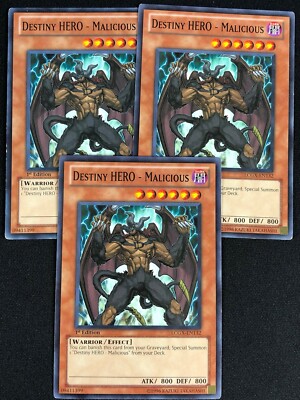 YUGIOH DESTINY HERO MALICIOUS LCGX-EN132 1ST COMMON X3 (LP)-image