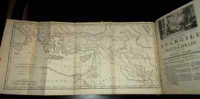 1750 book & map Northern Europe Middle East Bible Saint John Gospel Apocalypse-image