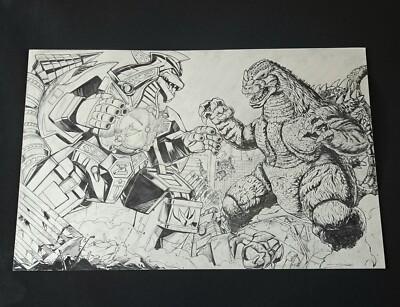 DAN KHANNA GODZILLA VS POWER RANGERS ORIGINAL ART SKETCH DRAGONZORD 11