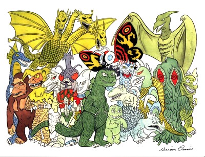 GODZILLA CARICATURE ART PRINT 8.5