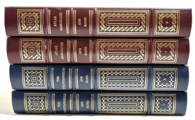 Vintage Easton Press Ayn Rand 4 vols Atlas Shrugged Fountainhead Leather-image