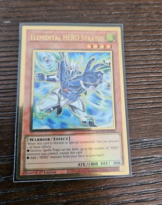 *** ELEMENTAL HERO STRATOS *** GOLD RARE MAGO-EN004 YUGIOH! Very Clean Card 2020-image