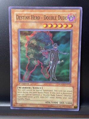 YUGIOH TCG: Destiny Hero Double Dude POTD-EN012 Super Rare 1st Edition *NM-image