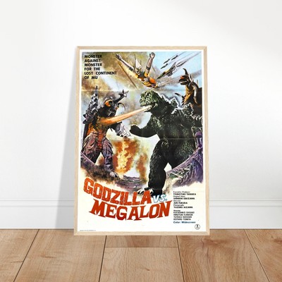 Godzilla vs Megalon Vintage Movie Framed Poster - Classic Monster Battle Art-image