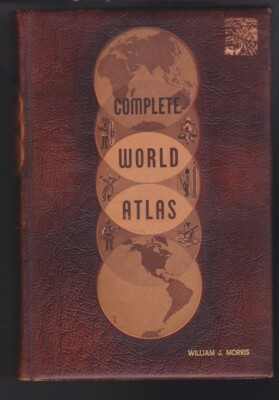 Complete World Atlas by Caleb D. Jr. Hammond Leather Bound 1959 VG-image