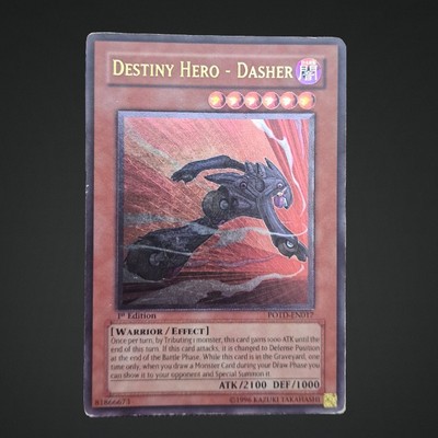 1996 Yu-Gi-Oh! 1st Edition Destiny Hero Dasher Card POTD-EN017 Ultimate Rare-image