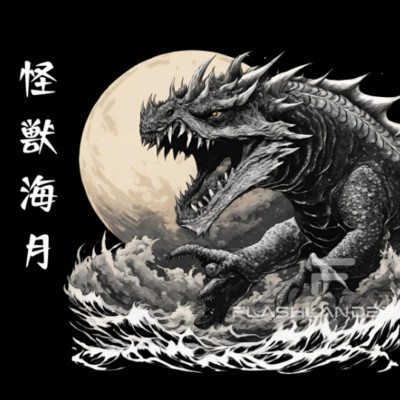 GODZILLA King of Monsters T Shirt Japanese Wave Kanegawa Tee Flashlander-image