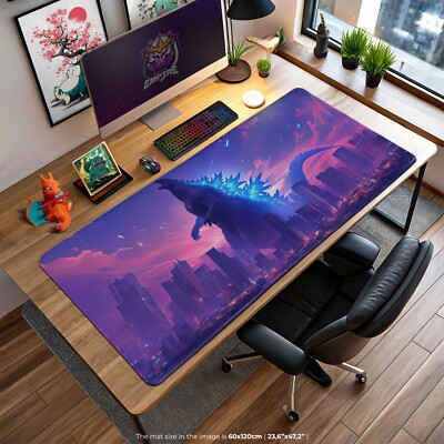Godzilla Cityscape Desk Mat - Epic Kaiju Gaming Mouse Pad, Monster Attack Gift-image