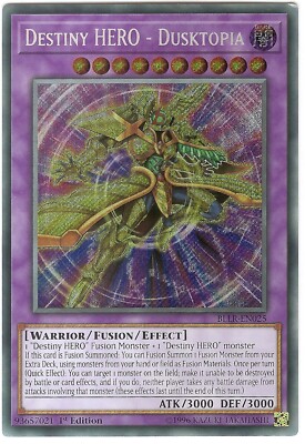 Destiny HERO - Dusktopia BLLR-EN025 Secret Rare Yu-Gi-Oh Card 1st Edition New-image