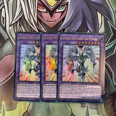 BLAR-EN054 x3 Elemental HERO Shining Flare Wingman Ultra Excellent Cond Yugioh-image