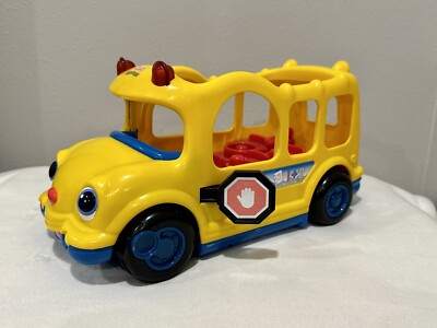 Vintage Fisher Price Little People Yellow School Bus 2005 Light Sound Musical-image