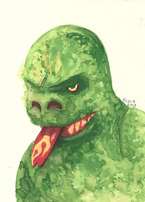 Godzilla (classic Shogun Warrior toy), watercolor portrait, 5