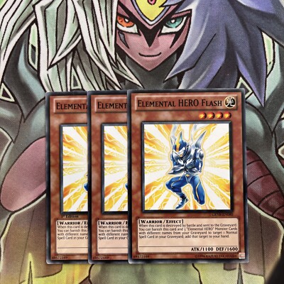 GENF-EN090 x3 Elemental HERO Flash Common Excellent Condition Yugioh-image