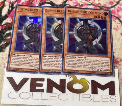 3x (M/NM) Destiny HERO - Celestial DUOV-EN069 Ultra Rare 1st Edition YuGiOh-image