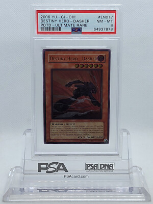 YUGIOH POTD-EN017 DESTINY HERO DASHER ULTIMATE RARE HOLO PSA 8 NM-MT #64937878-image