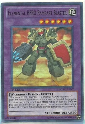 USA Seller Yugioh Elemental HERO Rampart Blaster LCGX-EN047 Super Rare 1st Ed NM-image