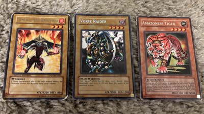1996 Elemental Hero Burstinatrix, Vorse Raider, Amazoness Tiger YuGiOh Cards-image