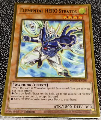 1x Yu-Gi-Oh! Elemental HERO Stratos - MAGO-EN004 - Premium Gold Rare - 1st Ed-NM-image