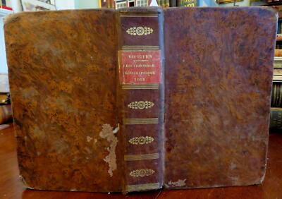 Universal Geographical Dictionary 1834 Vosgien leather book w/ 8 maps gold coins-image