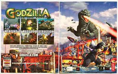 Print Ad Godzilla Save The Earth PS2 Xbox Original Promo Poster Art-image